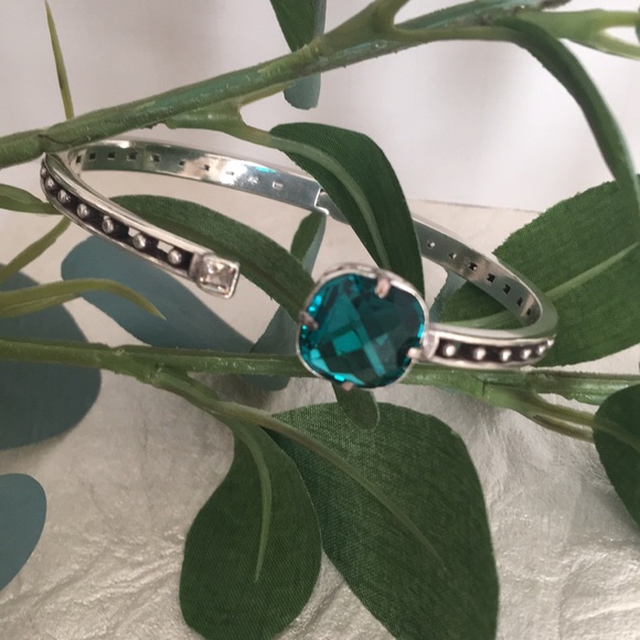 Brighton Retired Lovable Hinged Bangle Silver-Green NWOT Rare - Picture 3 of 15